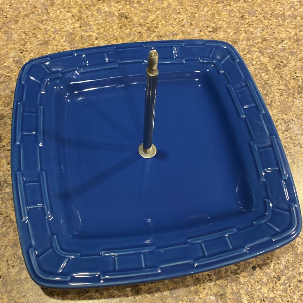 Longaberger Two Tier Dessert Serving Tray Woven Traditions Cornflower Pottery - Picture 7 of 17